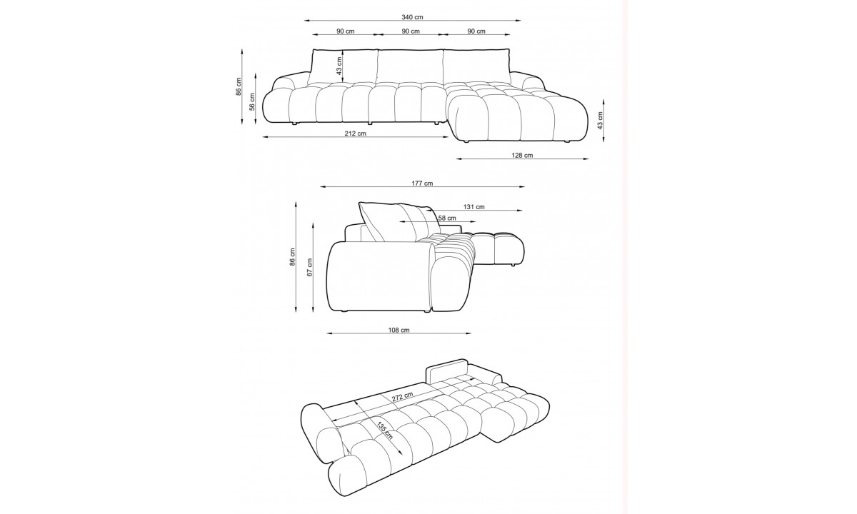 Rimini Maxi Modern Corner Sofa Bed