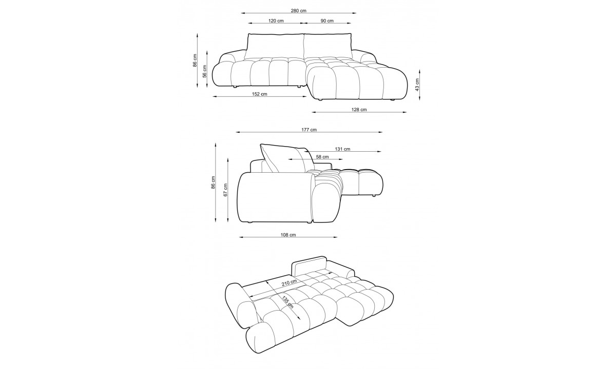 Rimini L-Shaped Upholstered Corner Sofa Bed