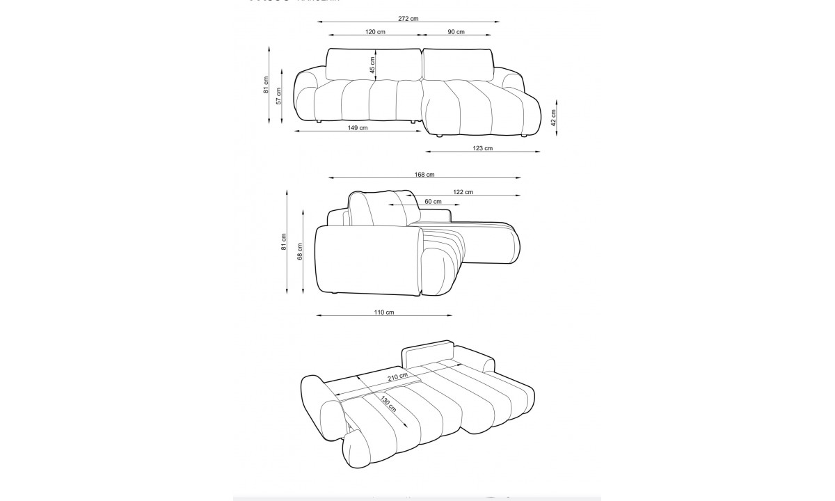 Passo L-shape Modern Corner Sofa Bed