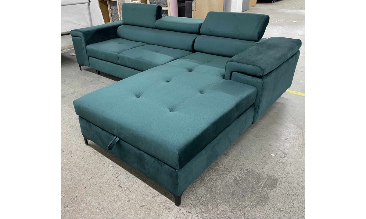 L-Shaped Upholstered Corner Sofa Bed BARON 