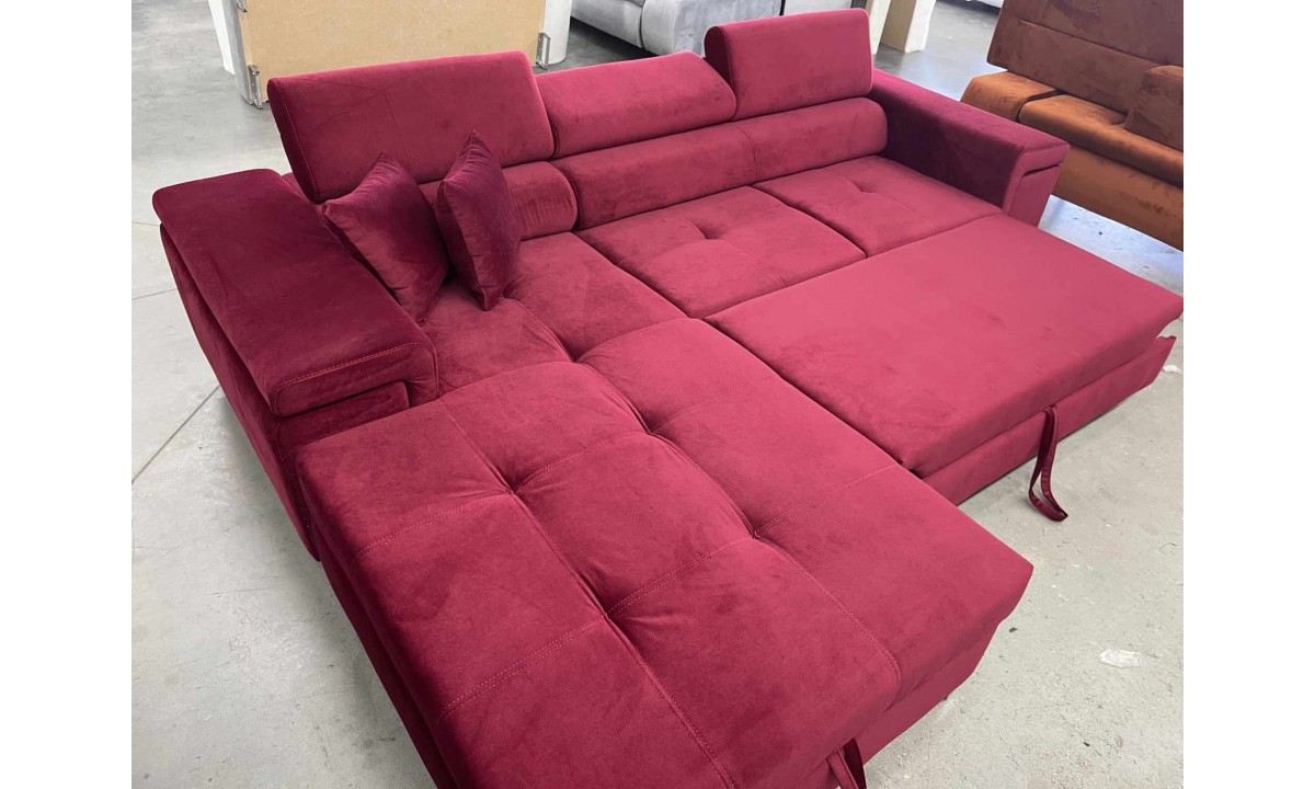 L-Shaped Upholstered Corner Sofa Bed BARON 