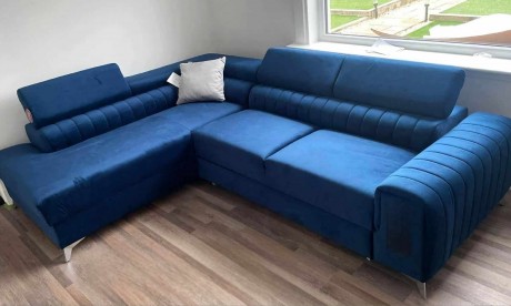 L-Shaped Upholstered Corner Sofa Bed with Storage LORD 