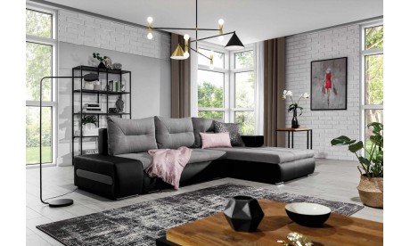 L-Shaped Upholstered Corner Sofa Bed with Storage OTTAVIO