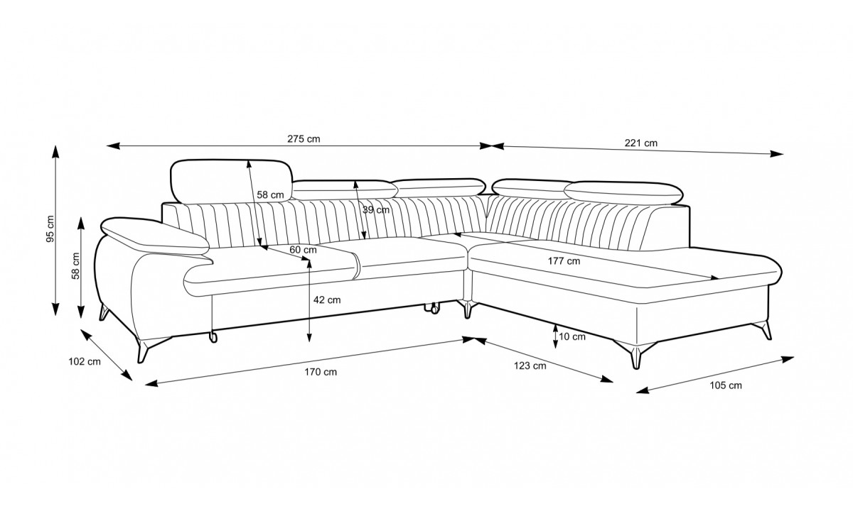Belt type L Modern Corner Sofa Bed