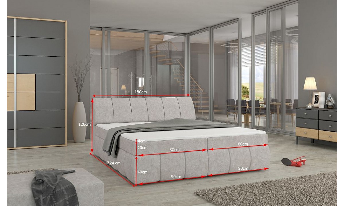 Modern Box Spring Bed VINCENZO Various Sizes