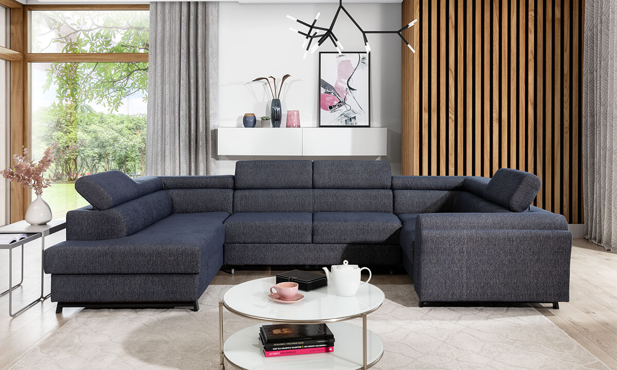 U-Shaped Upholstered Corner Sofa Bed with Storage Escada