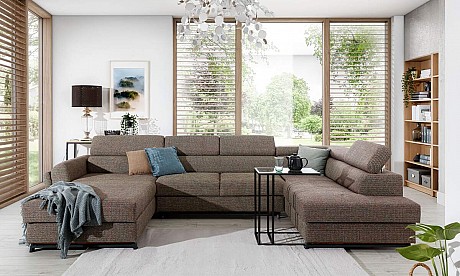 U-Shaped Upholstered Corner Sofa Bed with Storage Josette