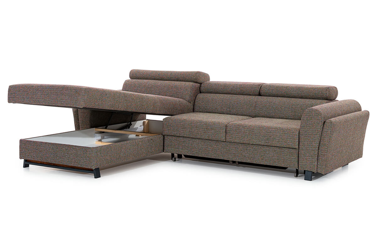 L-Shaped Upholstered Corner Sofa Bed with Storage Mariall