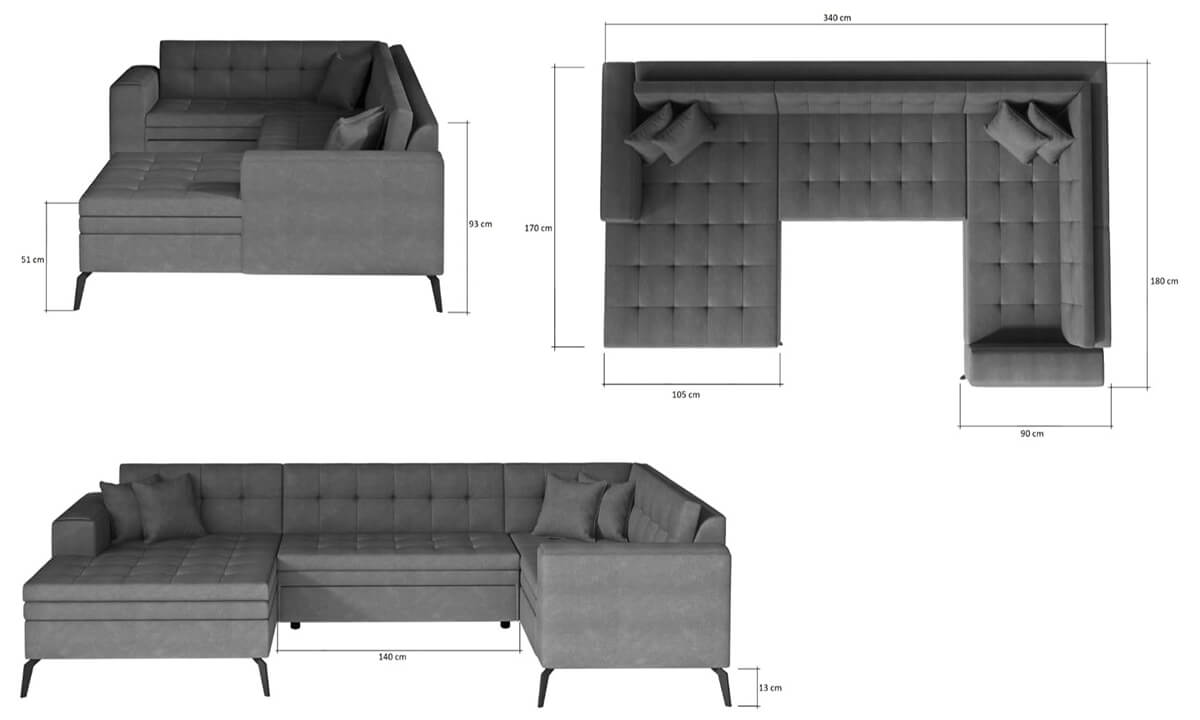 Montez U-shape Corner Sofa Bed