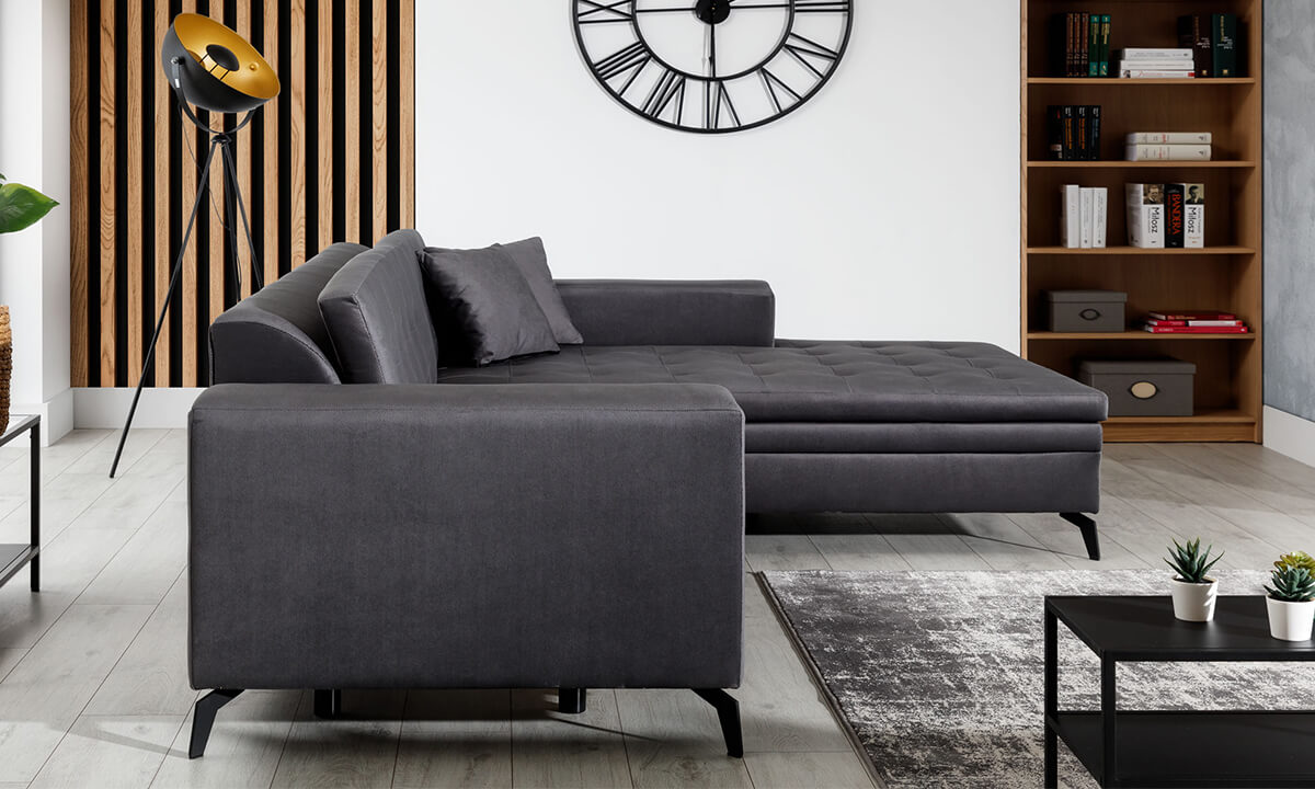 L-Shaped Upholstered Corner Sofa Bed Solange