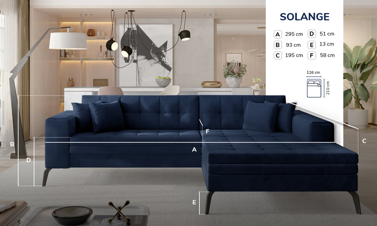 L-Shaped Upholstered Corner Sofa Bed Solange