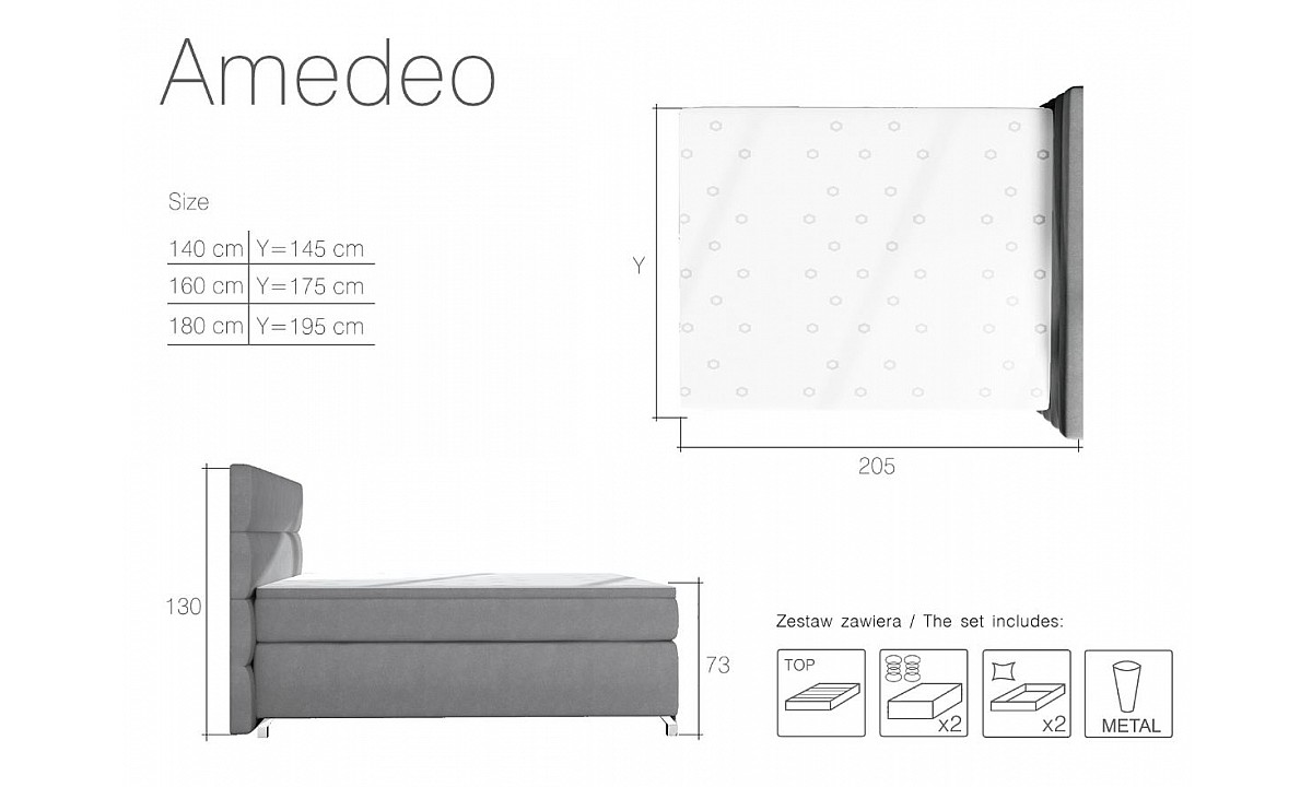 Box Spring EU King Size 5ft3 Bed AMADEO 