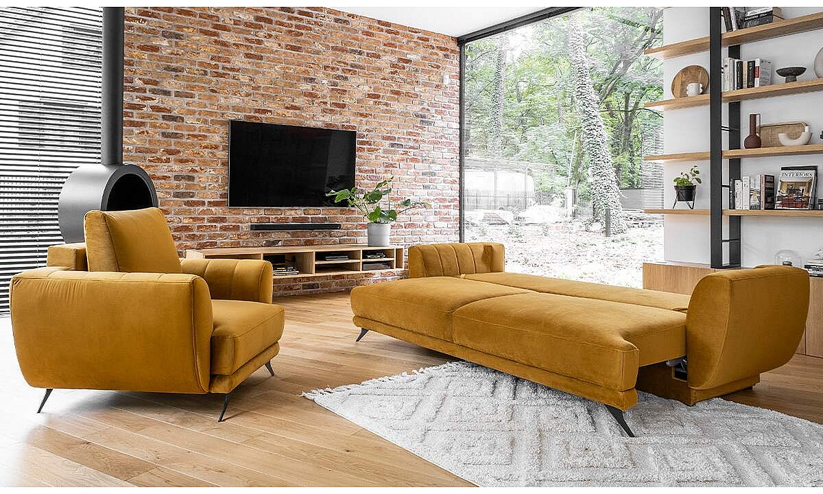 Megis Sofa Bed, Armchair and Pouf Set