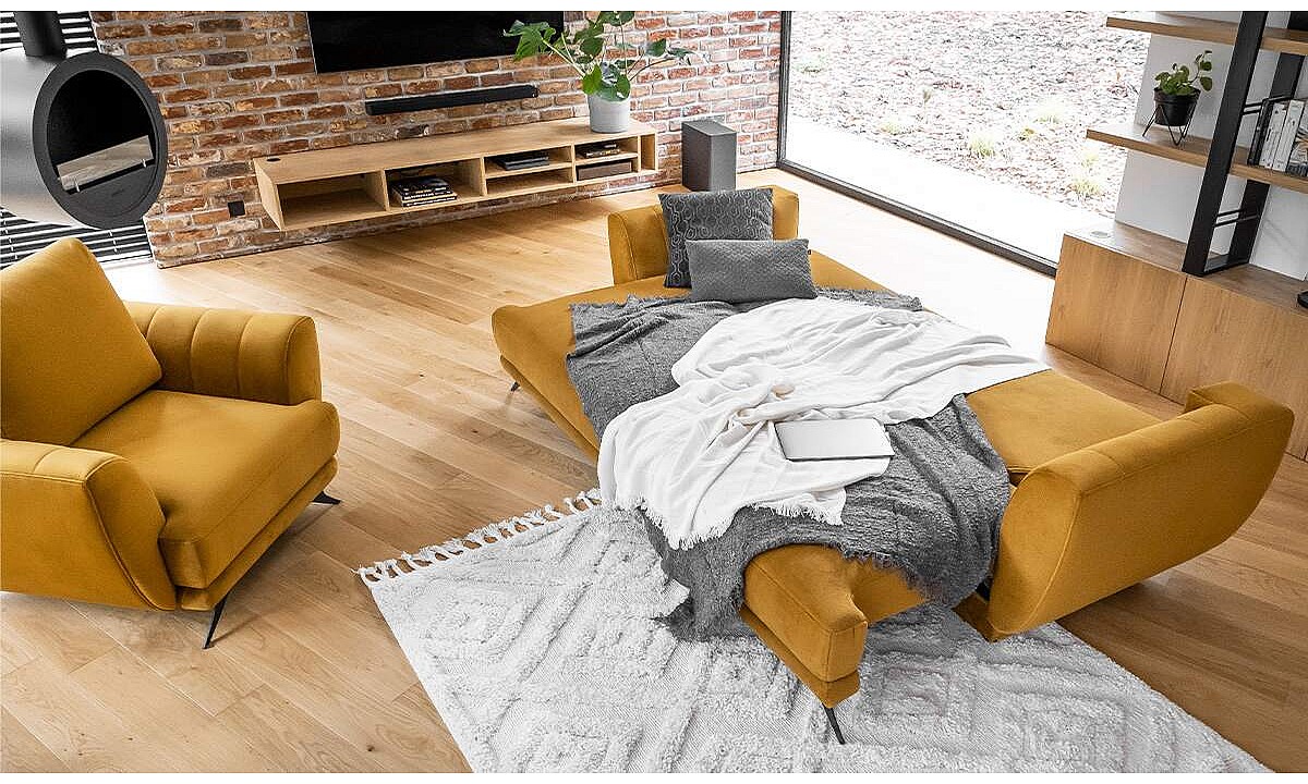 Megis Sofa Bed, Armchair and Pouf Set