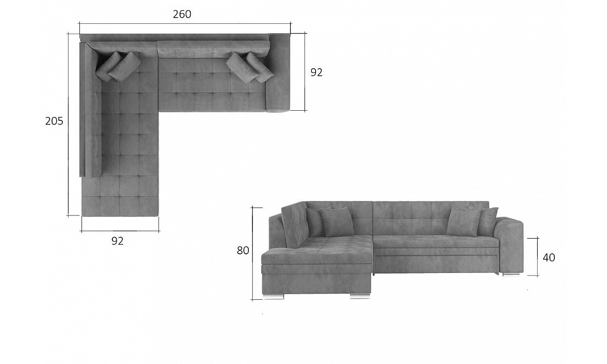 Glam Vintage Upholstered Corner Sofa Bed PIERETTA
