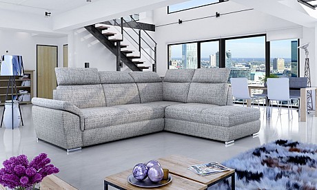 L-Shaped Upholstered Corner Sofa Bed with Storage LORETO