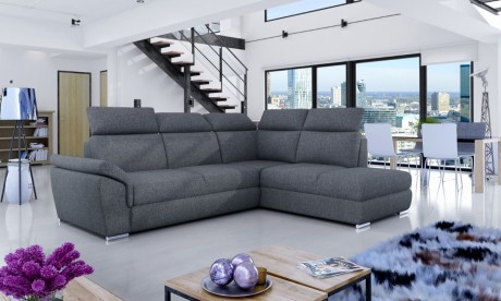 L-Shaped Upholstered Corner Sofa Bed with Storage LORETO