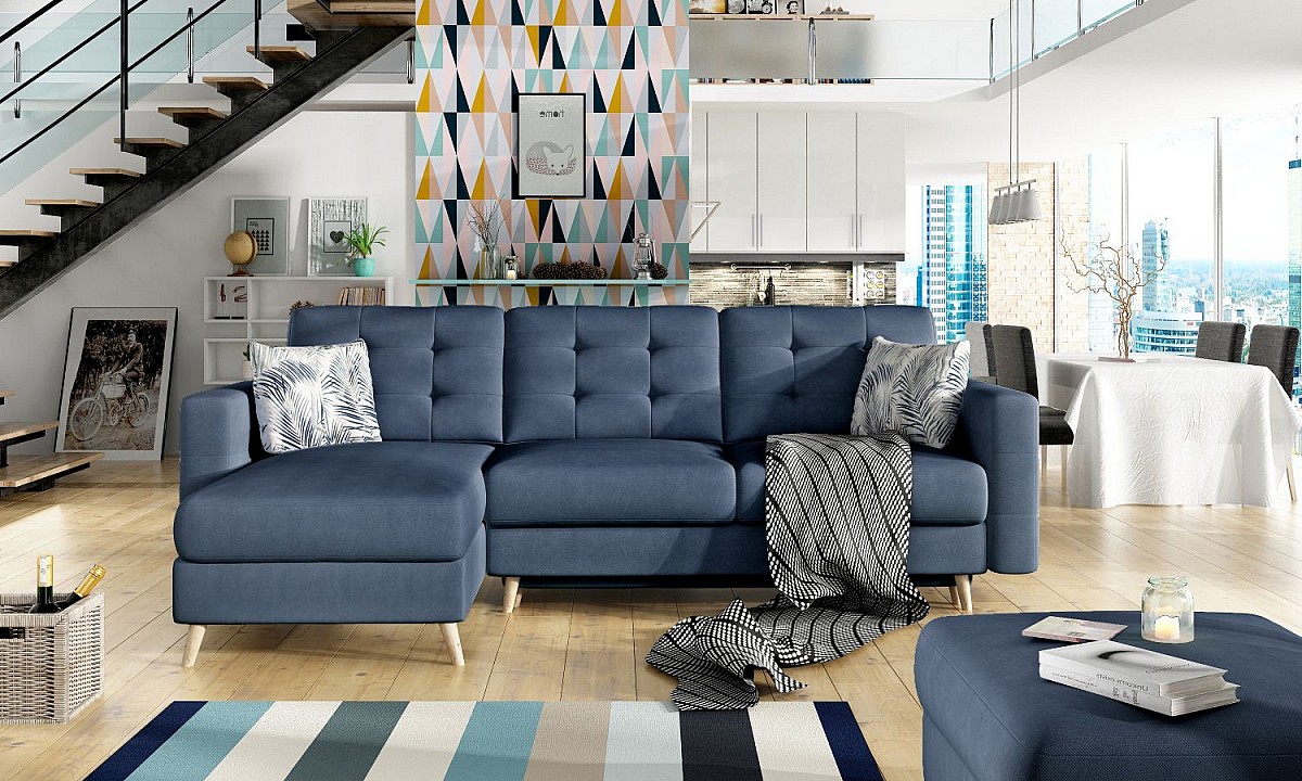 L-Shaped Corner Sofa Bed with Storage ASGARD
