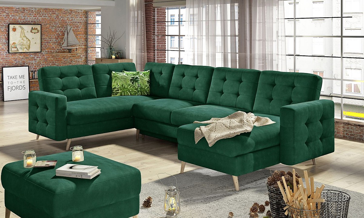 U-Shaped Corner Sofa Bed with Storage ASGARD