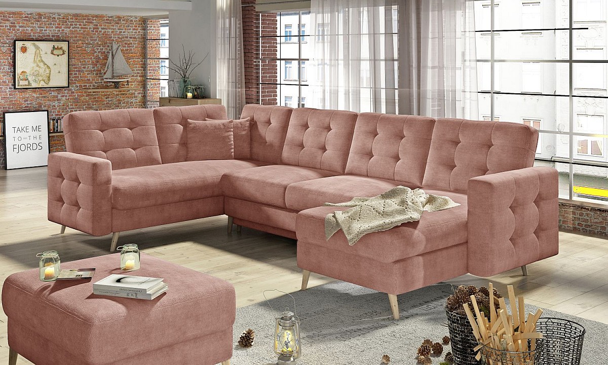 U-Shaped Corner Sofa Bed with Storage ASGARD