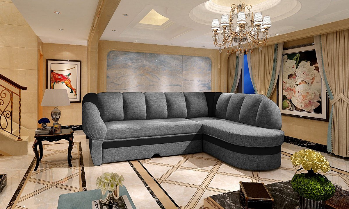 L-Shaped Corner Sofa Bed with Storage BENANO