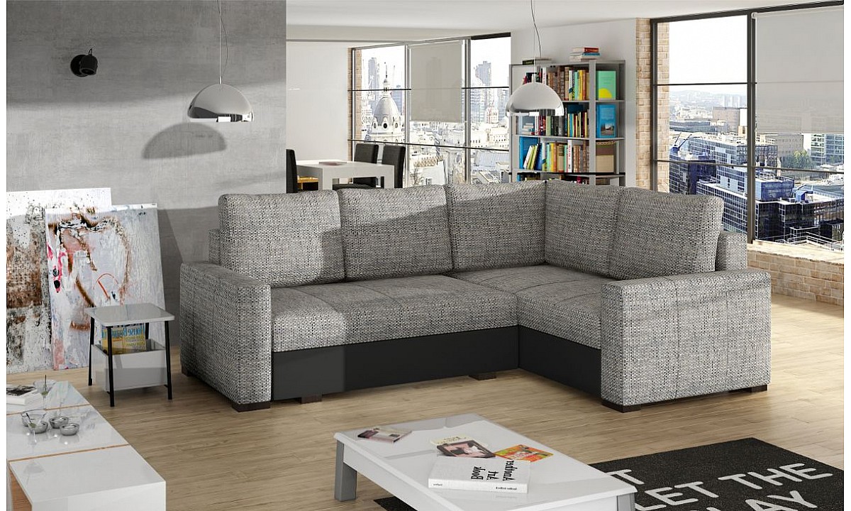 L-Shaped Upholstered Corner Sofa Bed with Storage CORONA