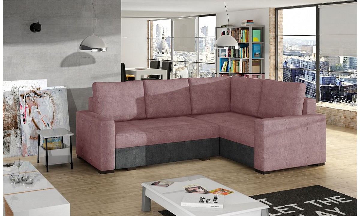 L-Shaped Upholstered Corner Sofa Bed with Storage CORONA