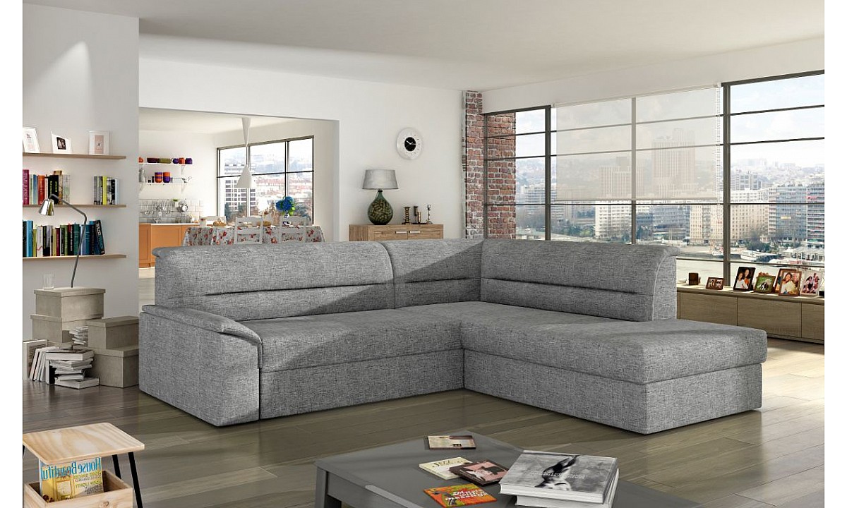 L-Shaped Corner Sofa Bed with Storage ELANO