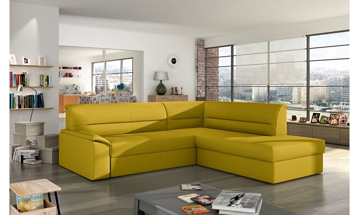 L-Shaped Corner Sofa Bed with Storage ELANO