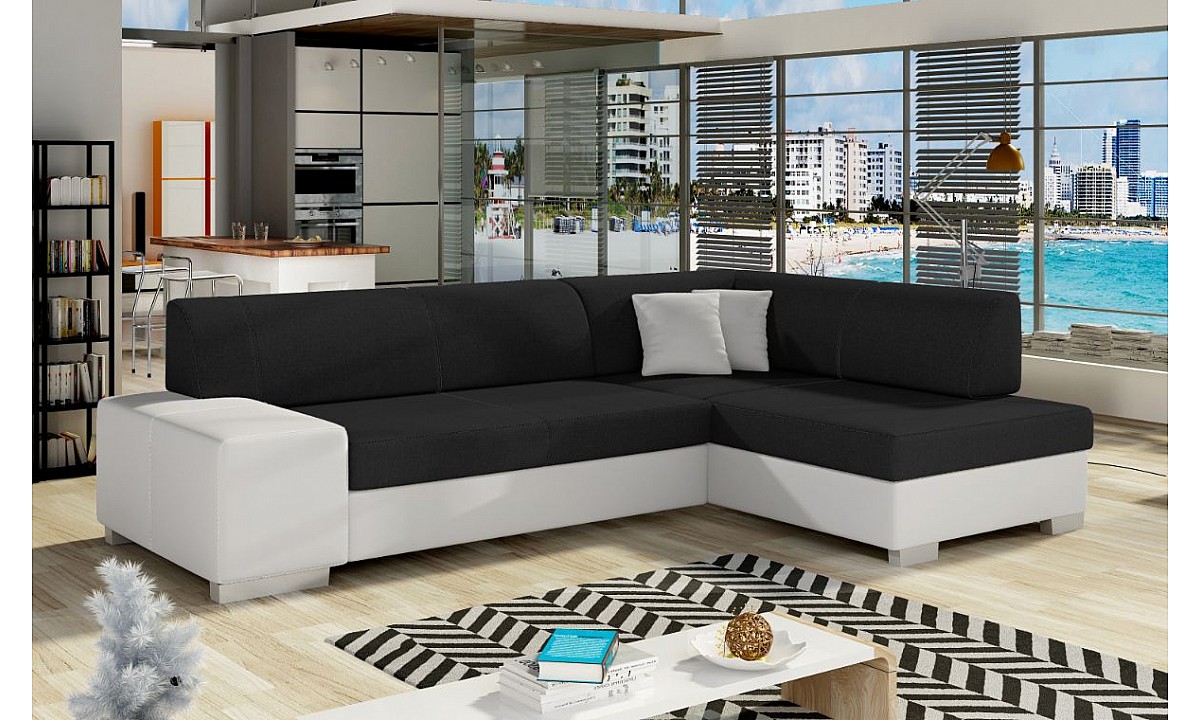 Minimalist Upholstered Corner Sofa Bed with Storage FABIO Minimalist Upholstered Corner Sofa Bed with Storage FABIO