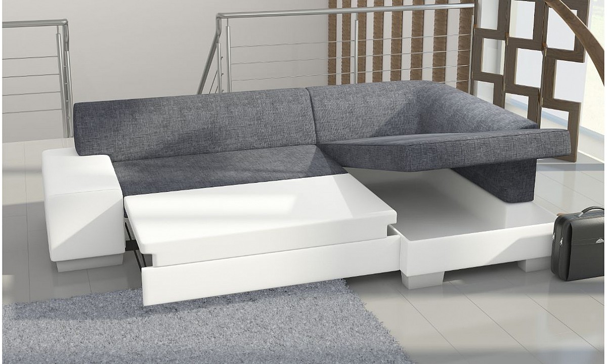Minimalist Upholstered Corner Sofa Bed with Storage FABIO Minimalist Upholstered Corner Sofa Bed with Storage FABIO