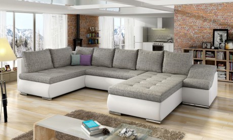 Modern U-Shaped Upholstered Corner Sofa Bed with Storage GIOVANNI
