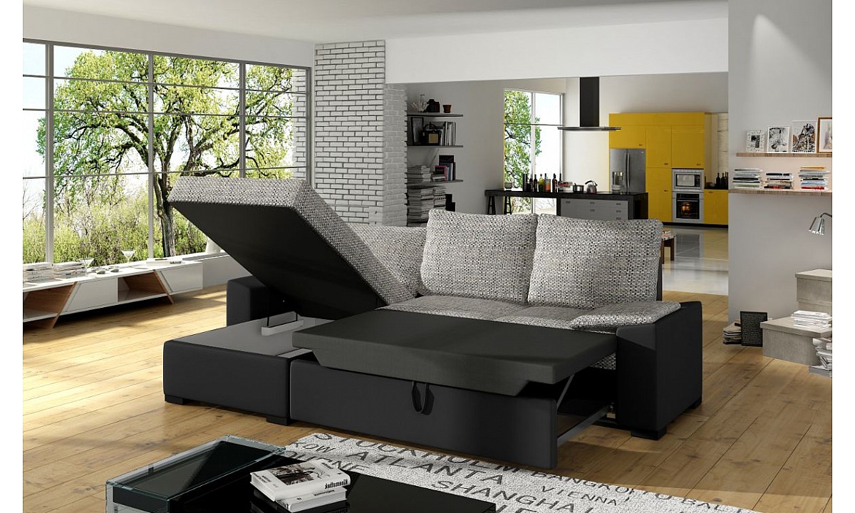 Modern Upholstered Corner Sofa Bed with Storage LUSSO