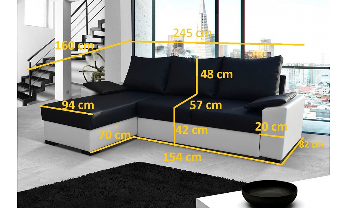 Modern Upholstered Corner Sofa Bed with Storage LUSSO