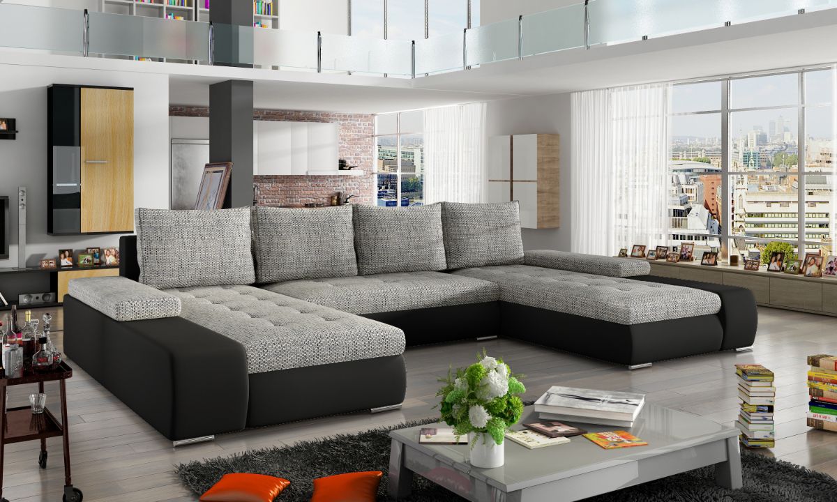 U-Shaped Upholstered Sofa Bed with Storage MARINO