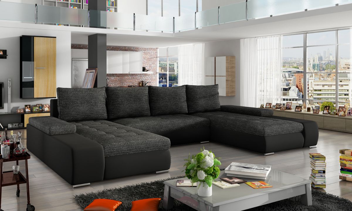 U-Shaped Upholstered Sofa Bed with Storage MARINO