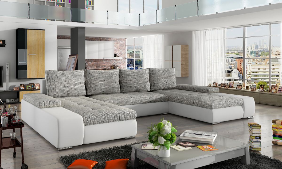 U-Shaped Upholstered Sofa Bed with Storage MARINO