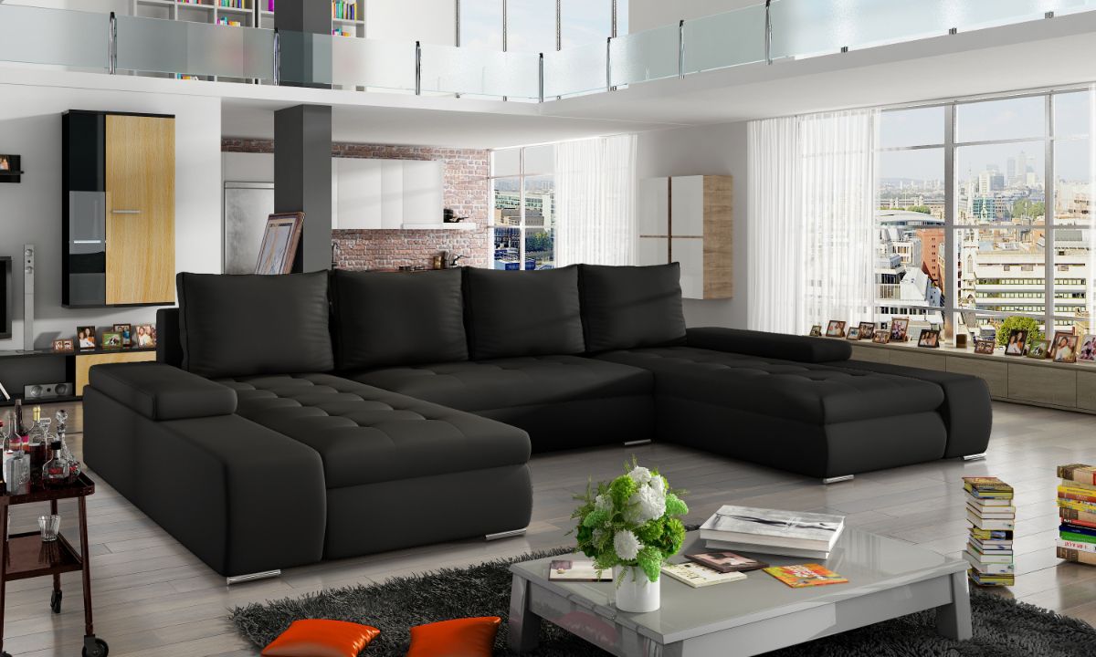 U-Shaped Upholstered Sofa Bed with Storage MARINO