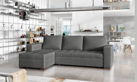 L-shaped Upholstered Corner Sofa Bed with Storage NEWARK