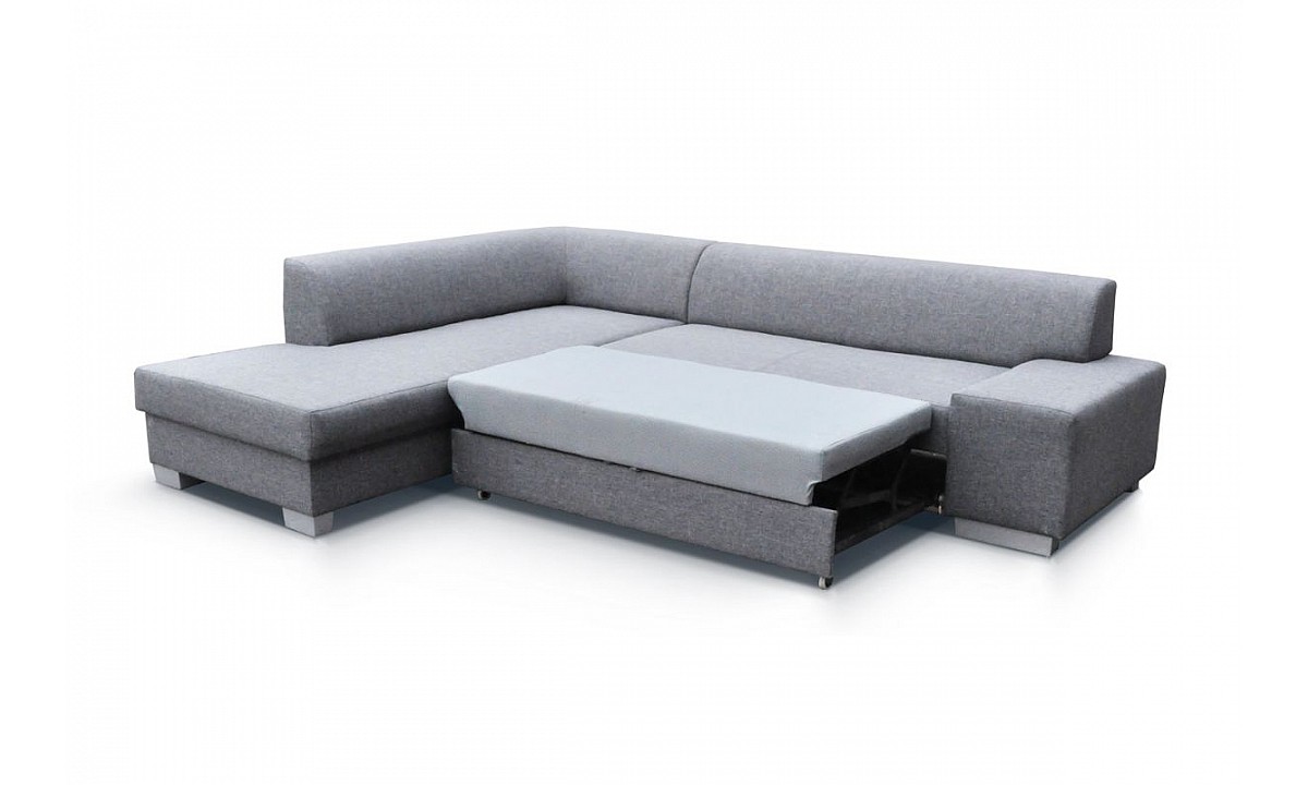 L-Shaped Upholstered Corner Sofa Bed with Storage PORTO