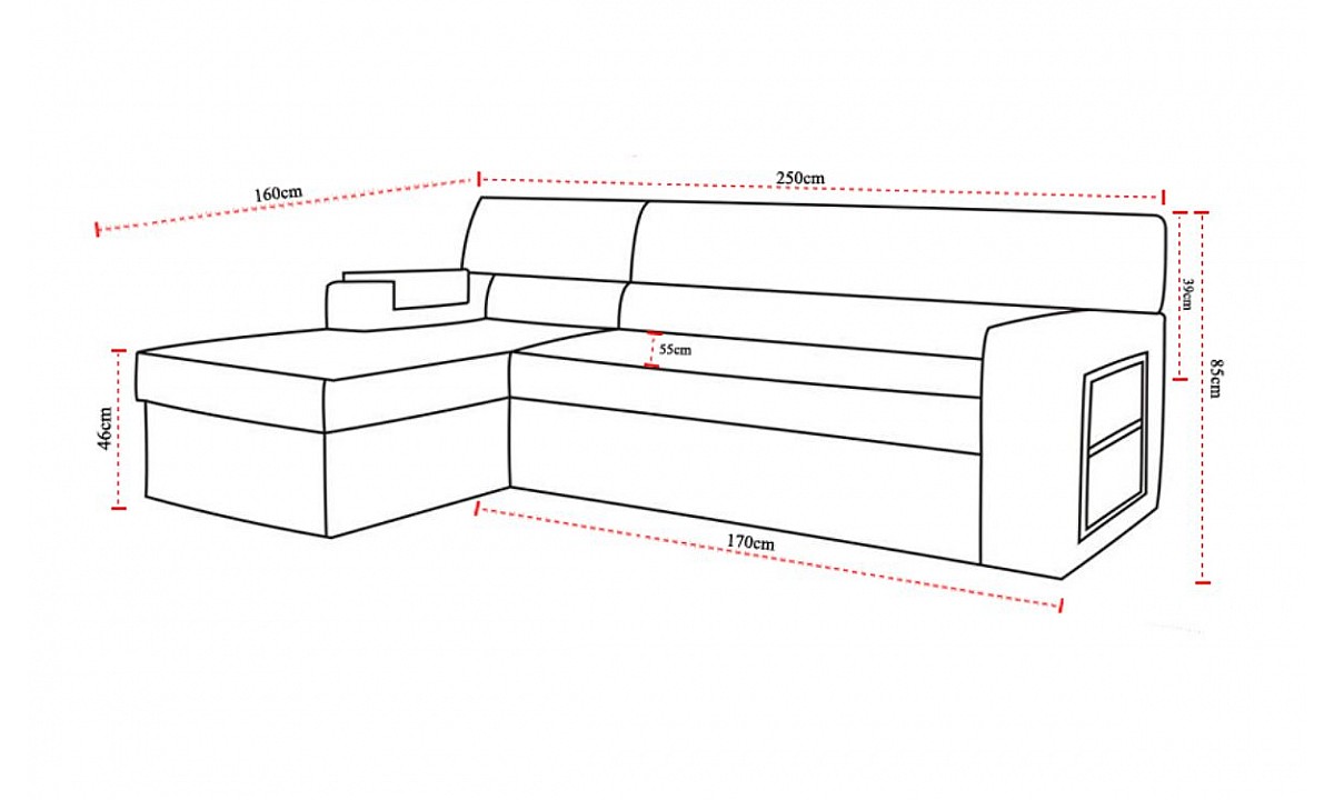 L-Shaped Corner Sofa Bed with Storage RICO