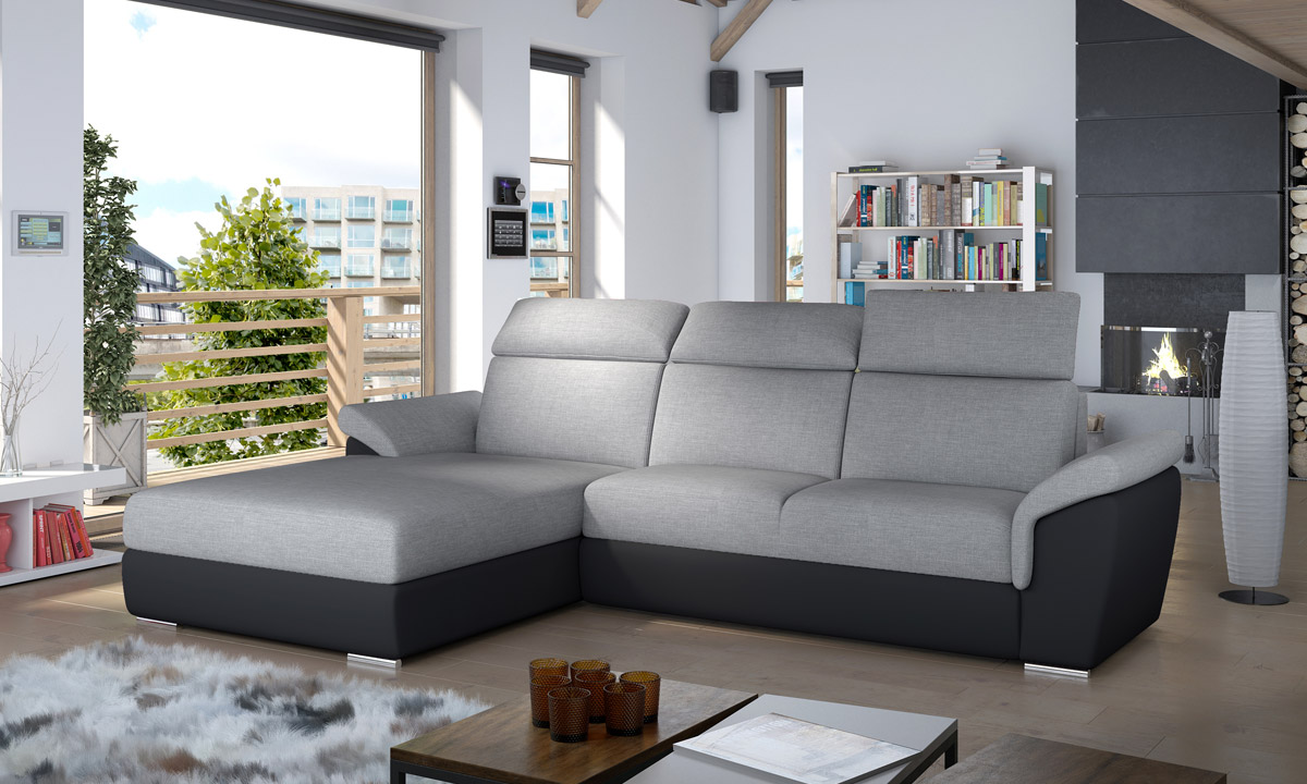 L-Shaped Upholstered Corner Sofa Sleeping Function TREVISCO