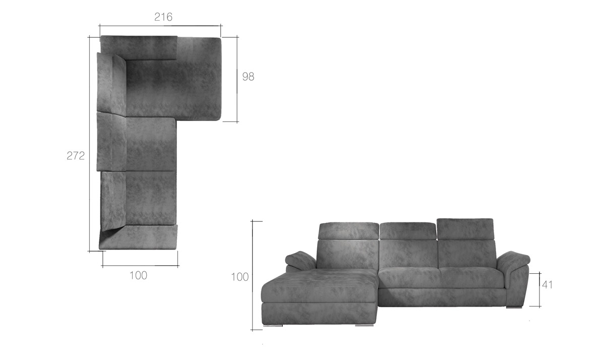 L-Shaped Upholstered Corner Sofa Sleeping Function TREVISCO