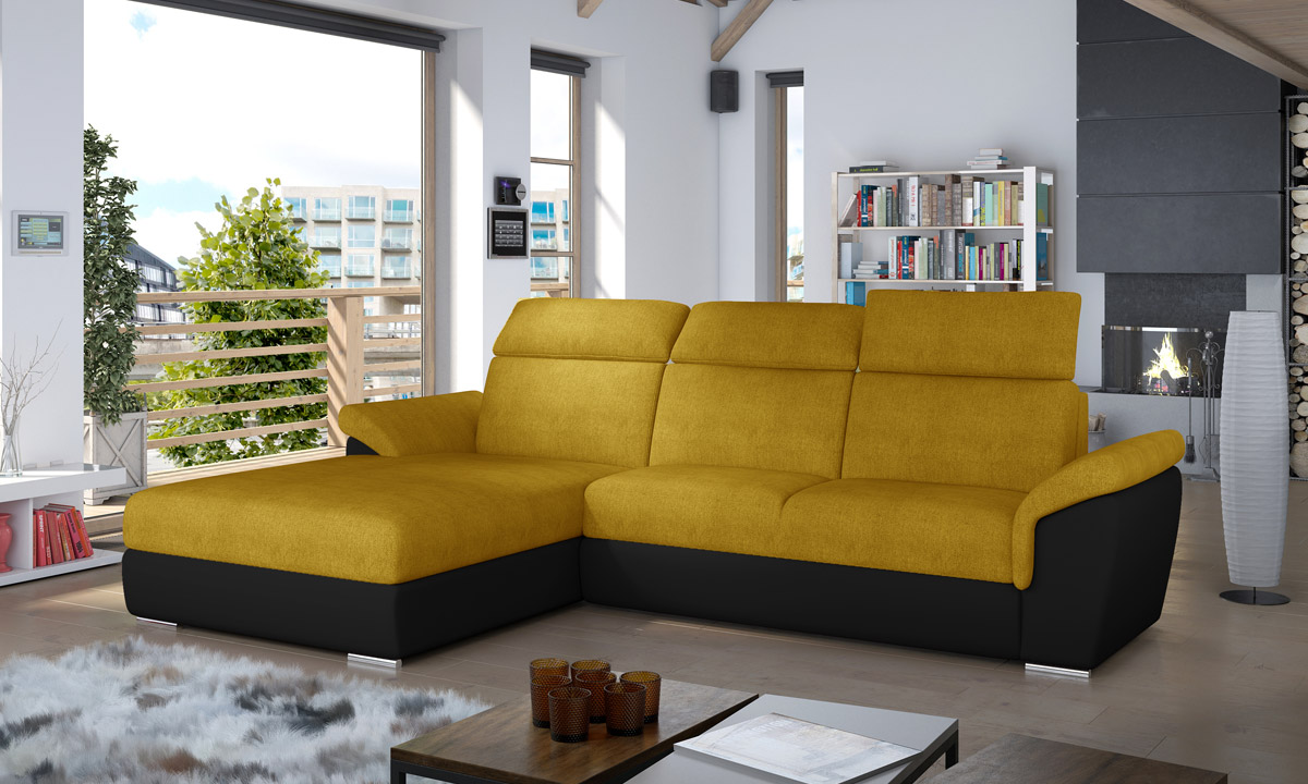 L-Shaped Upholstered Corner Sofa Sleeping Function TREVISCO