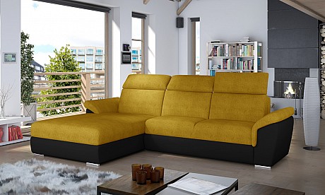 L-Shaped Upholstered Corner Sofa Sleeping Function TREVISCO