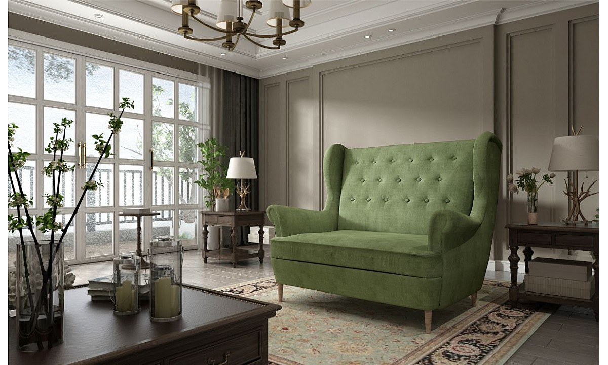 Sofa 2-Seater Wingback Chair Tufted Back AROS