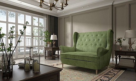 Sofa 2-Seater Wingback Chair Tufted Back AROS