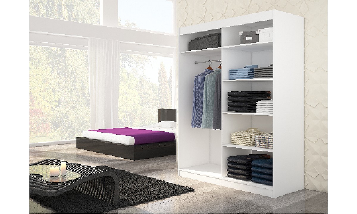 2-Door Mirrored Sliding Wardrobe BIANCO