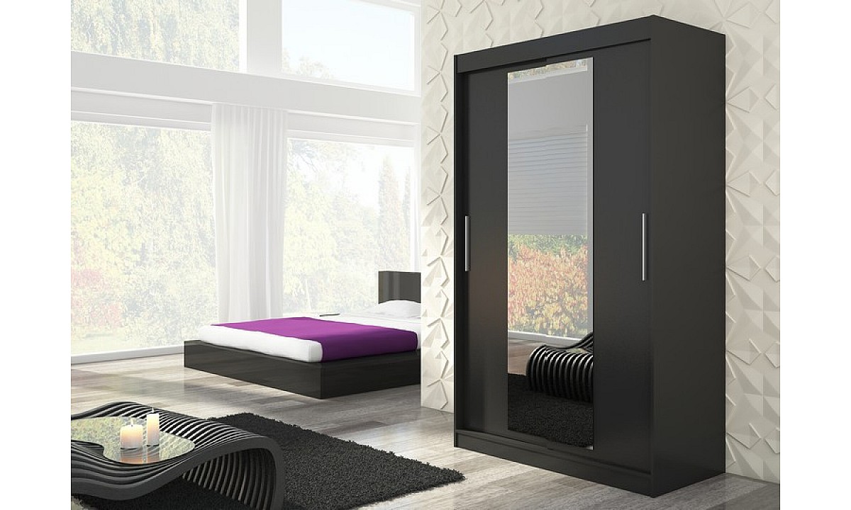 2-Door Mirrored Sliding Wardrobe 150 x 200 x 58 cm INESS