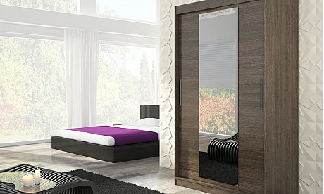 2-Door Mirrored Sliding Wardrobe 150 x 200 x 58 cm INESS